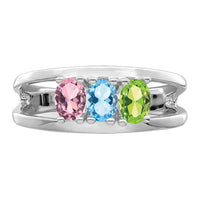 14k White Gold 3 Stone Mother's Ring Mounting-XMR2/3W