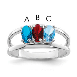 14k White Gold 3 Stone Mother's Ring Mounting-XMR2/3W
