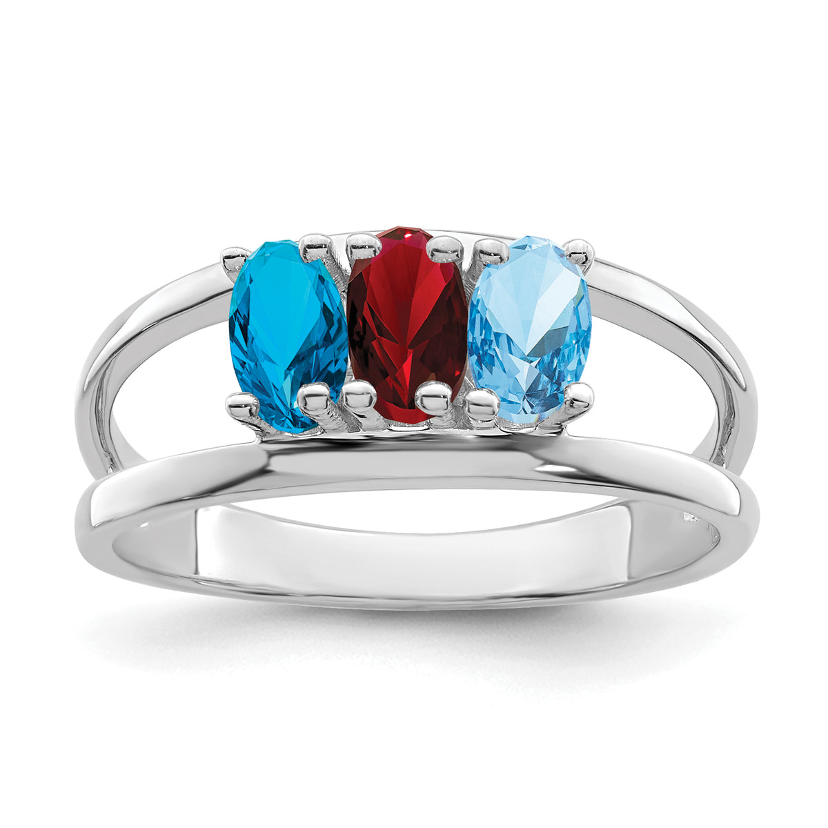 14k White Gold 3 Stone Mother's Ring Mounting-XMR2/3W-7