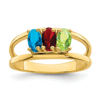 14k Polished 3-Stone Mothers Ring Mounting-XMR2/3