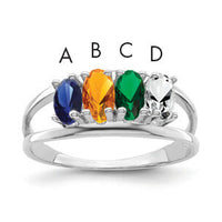 14k White Gold Polished 4-Stone Mothers Ring Mounting-XMR2/4W
