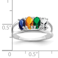 14k White Gold Polished 4-Stone Mothers Ring Mounting-XMR2/4W