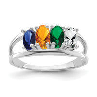 14k White Gold Polished 4-Stone Mothers Ring Mounting-XMR2/4W