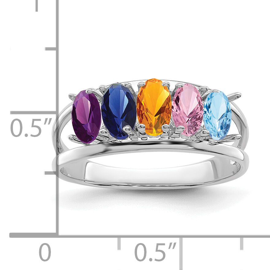 14k White Gold Polished 5-Stone Mothers Ring Mounting-XMR2/5W