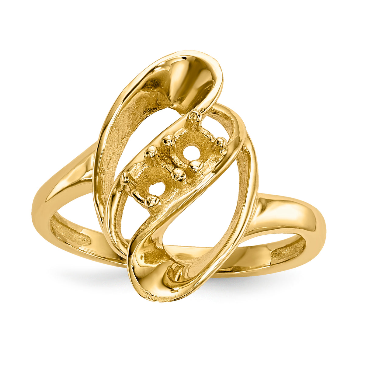 14k Polished 2-Stone Mothers Ring Mounting-XMR3/2-7