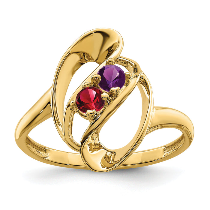 14k Polished 2-Stone Mothers Ring Mounting-XMR3/2