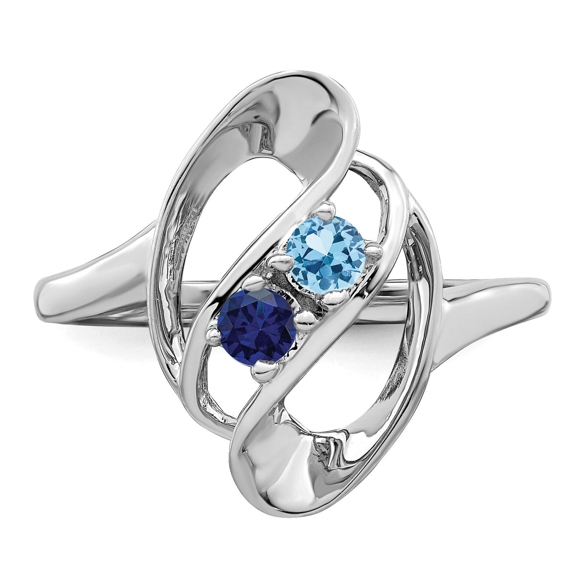 14k White Gold Polished 2-Stone Mothers Ring Mounting-XMR3/2W
