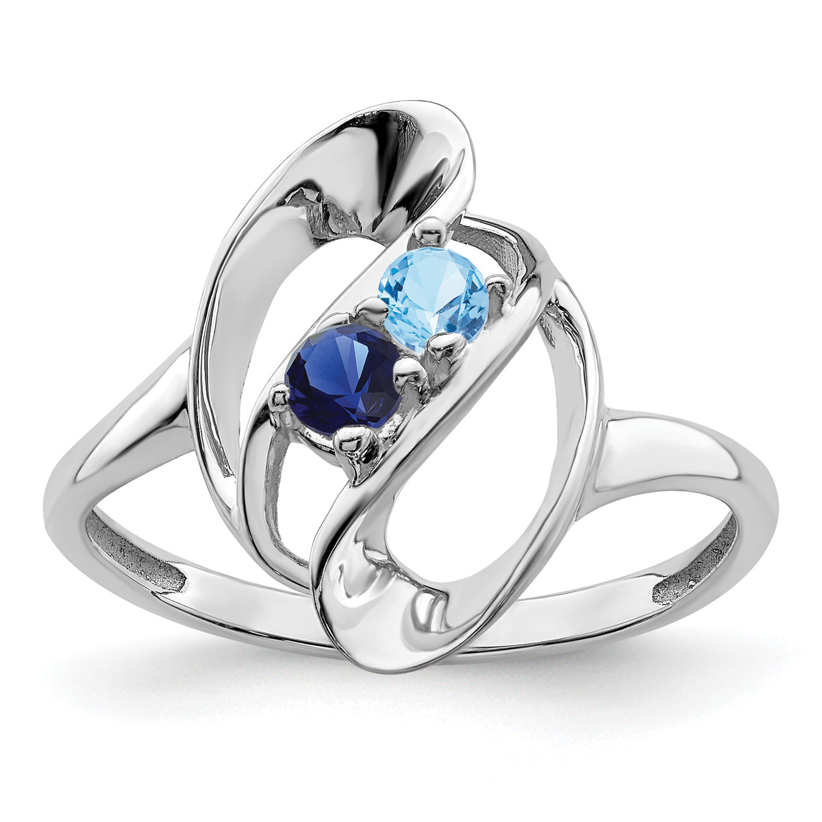 14k White Gold Polished 2-Stone Mothers Ring Mounting-XMR3/2W-7