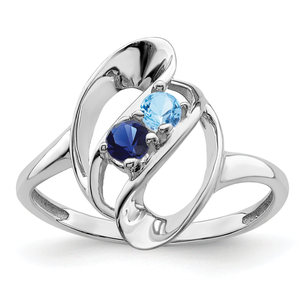 14k White Gold Polished 2-Stone Mothers Ring Mounting-XMR3/2W