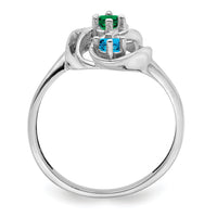 14k White Gold Polished 3-Stone Mothers Ring Mounting-XMR3/3W