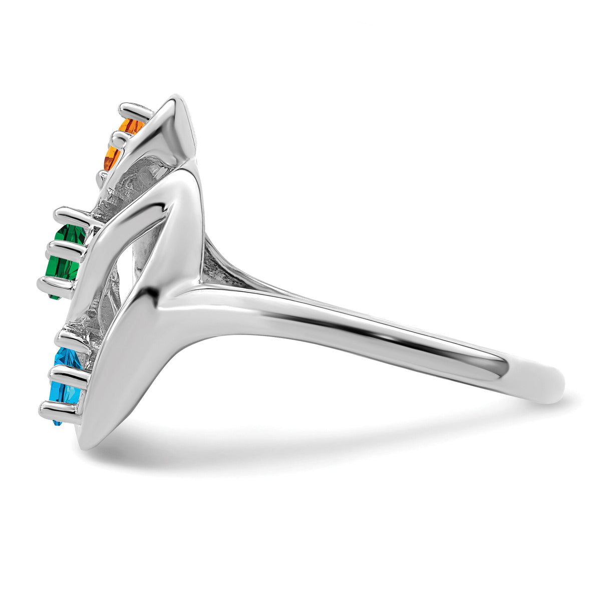 14k White Gold Polished 3-Stone Mothers Ring Mounting-XMR3/3W