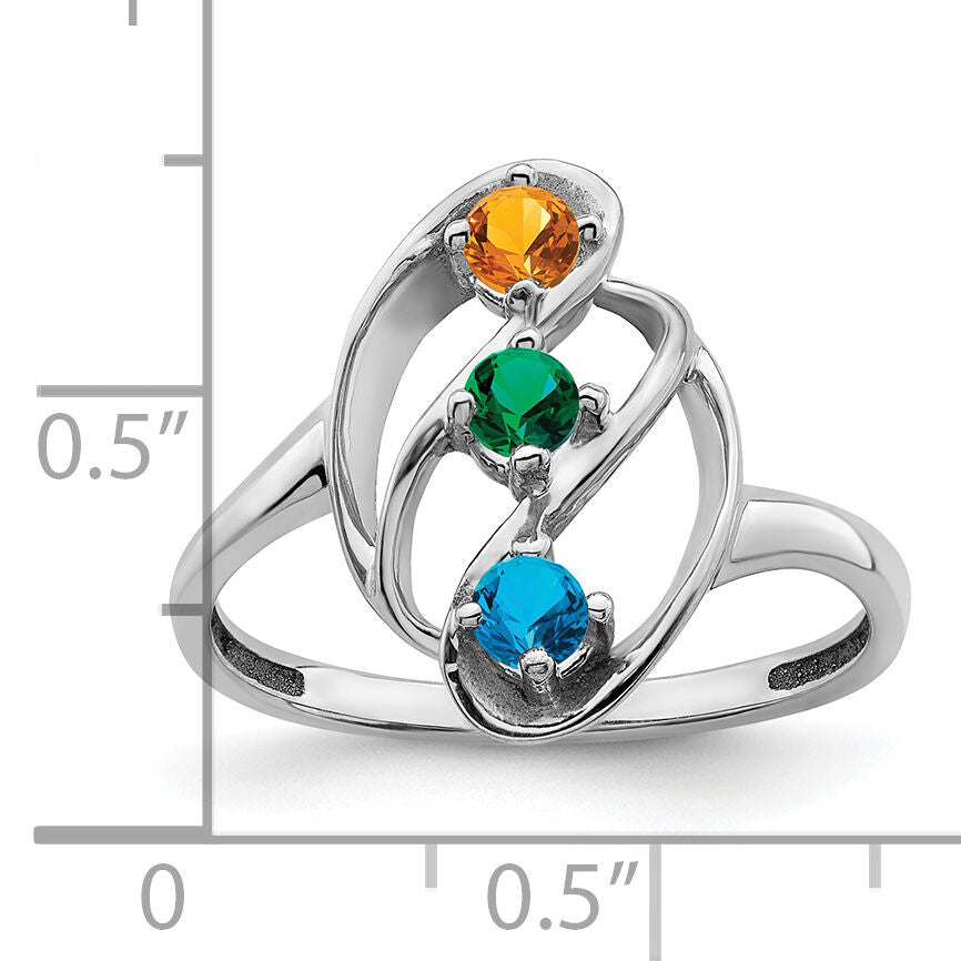 14k White Gold Polished 3-Stone Mothers Ring Mounting-XMR3/3W