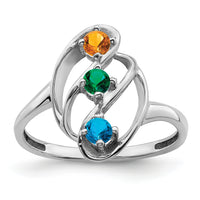 14k White Gold Polished 3-Stone Mothers Ring Mounting-XMR3/3W