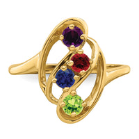 14k Genuine 4 Stone Mother's Ring-XMR3/4GY