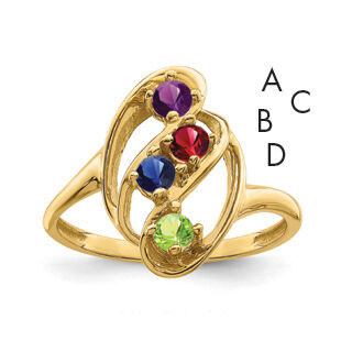 14k Genuine 4 Stone Mother's Ring-XMR3/4GY