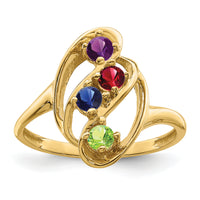 14k Polished 4-Stone Mothers Ring Mounting-XMR3/4-7