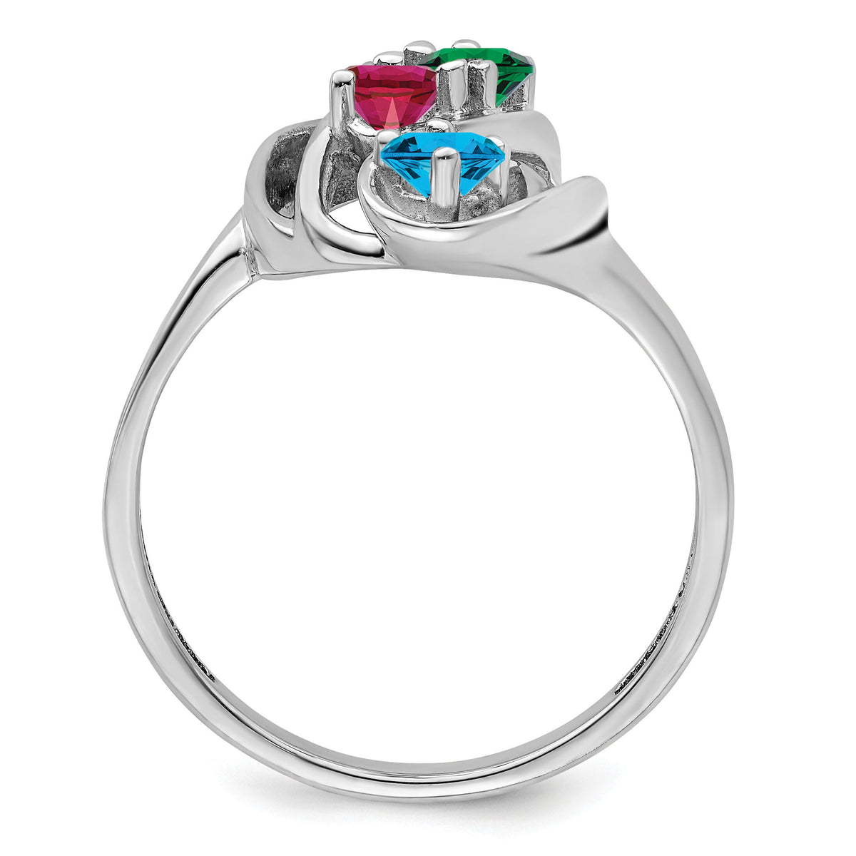 14k White Gold Polished 4-Stone Mothers Ring Mounting-XMR3/4W