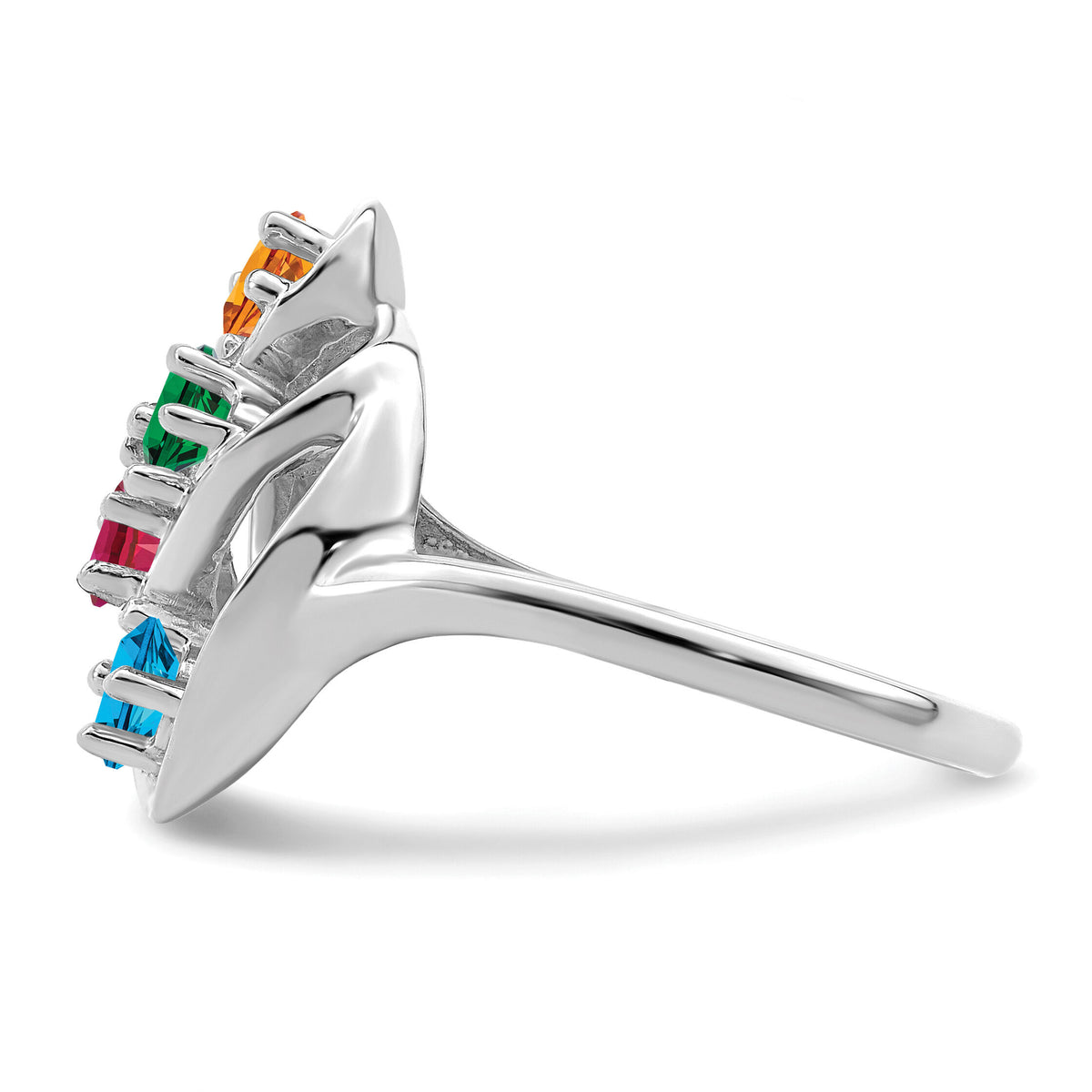 14k White Gold Polished 4-Stone Mothers Ring Mounting-XMR3/4W