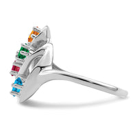 14k White Gold Polished 4-Stone Mothers Ring Mounting-XMR3/4W
