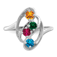 14k White Gold Polished 4-Stone Mothers Ring Mounting-XMR3/4W