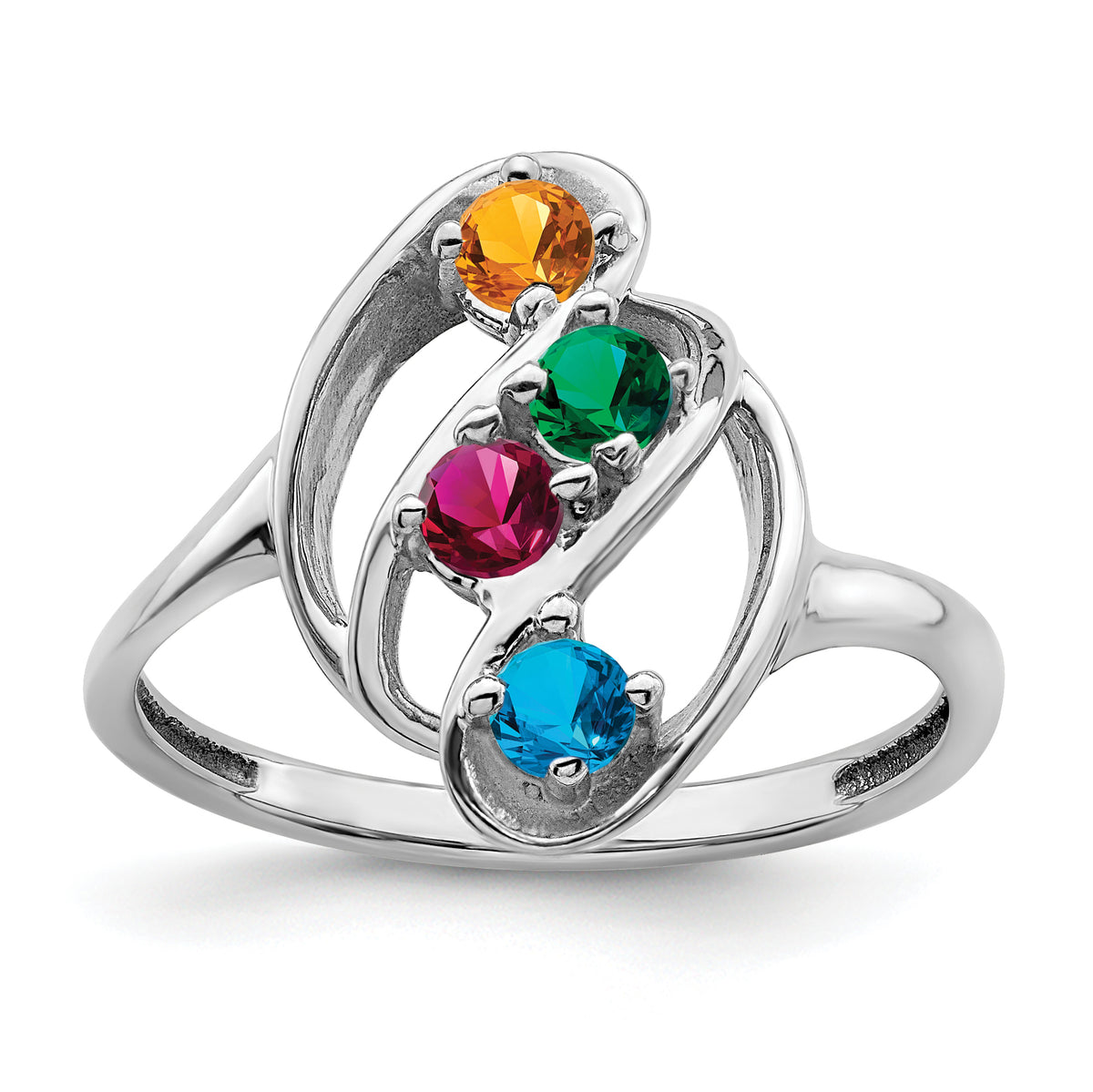 14k White Gold Polished 4-Stone Mothers Ring Mounting-XMR3/4W-7