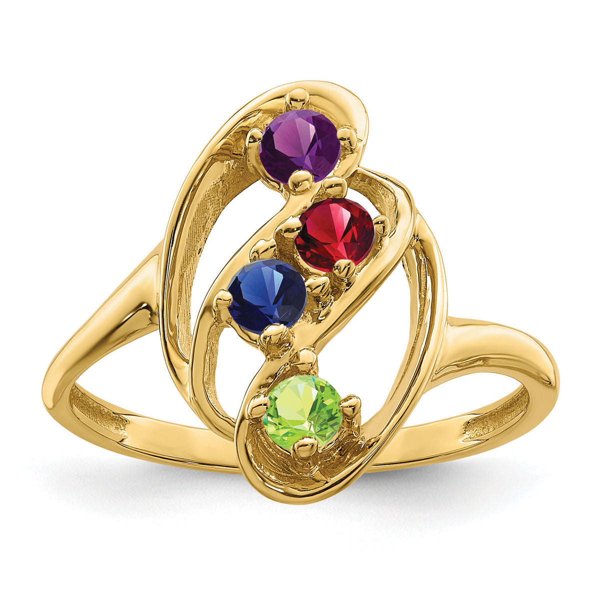 14k Genuine 4 Stone Mother's Ring-XMR3/4GY