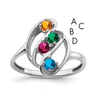 14k White Gold Polished 4-Stone Mothers Ring Mounting-XMR3/4W