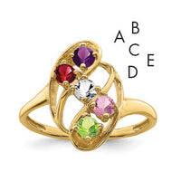 14k Polished 5-Stone Mothers Ring Mounting-XMR3/5