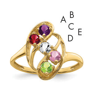 14k Polished 5-Stone Mothers Ring Mounting-XMR3/5