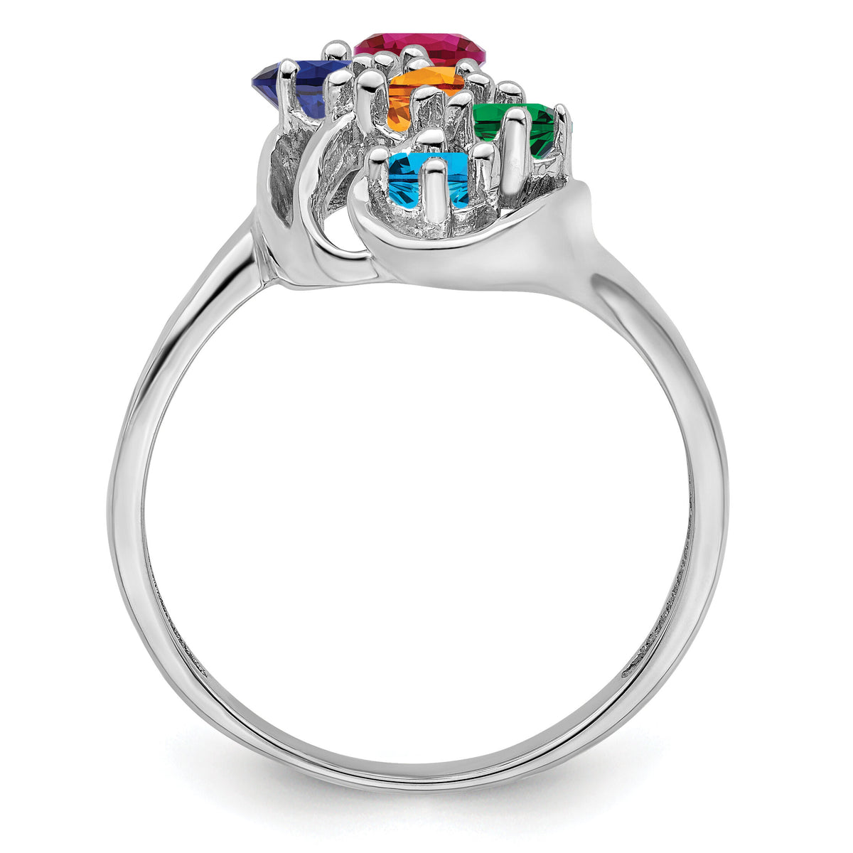 14k White Gold Polished 5-Stone Mothers Ring Mounting-XMR3/5W