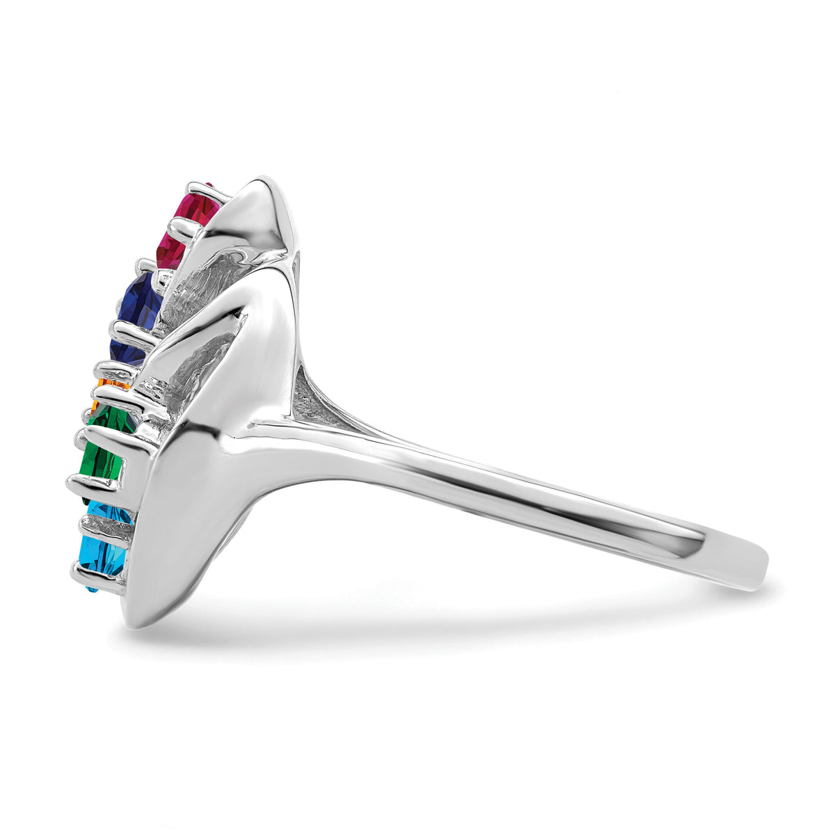 14k White Gold Polished 5-Stone Mothers Ring Mounting-XMR3/5W