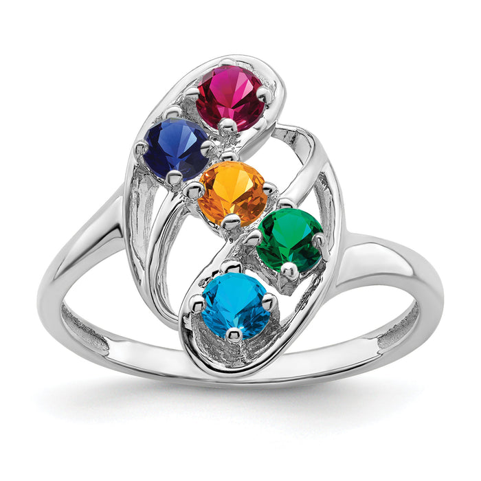 14k White Gold Polished 5-Stone Mothers Ring Mounting-XMR3/5W
