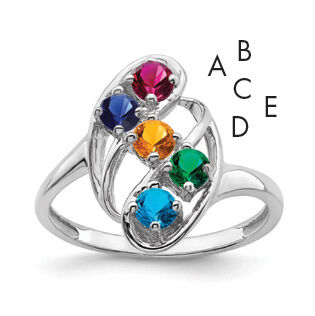 14k White Gold Polished 5-Stone Mothers Ring Mounting-XMR3/5W