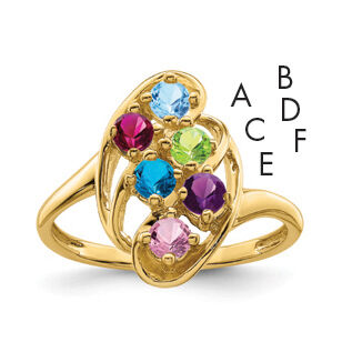 14k Polished 6-Stone Mothers Ring Mounting-XMR3/6