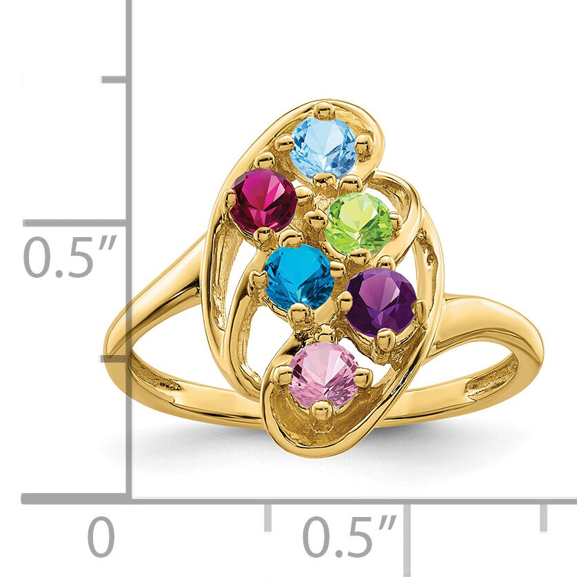 14k Polished 6-Stone Mothers Ring Mounting-XMR3/6