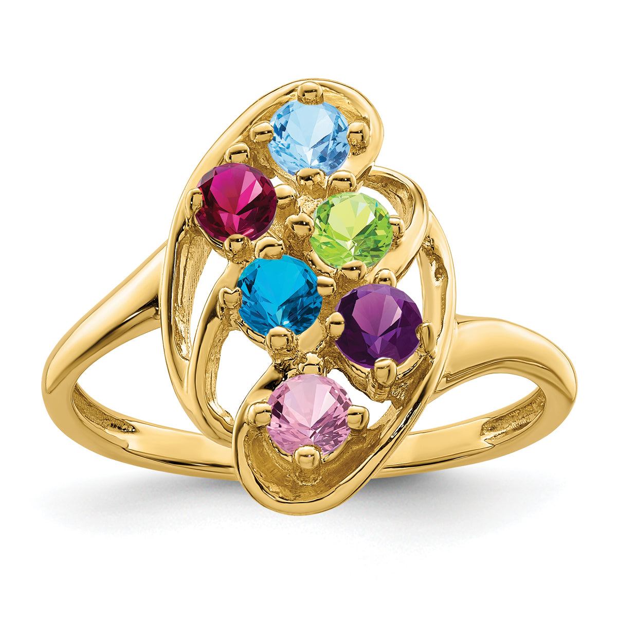 14k Polished 6-Stone Mothers Ring Mounting-XMR3/6-7