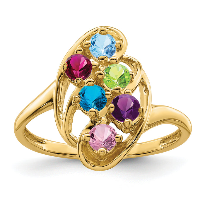 14k Polished 6-Stone Mothers Ring Mounting-XMR3/6-7