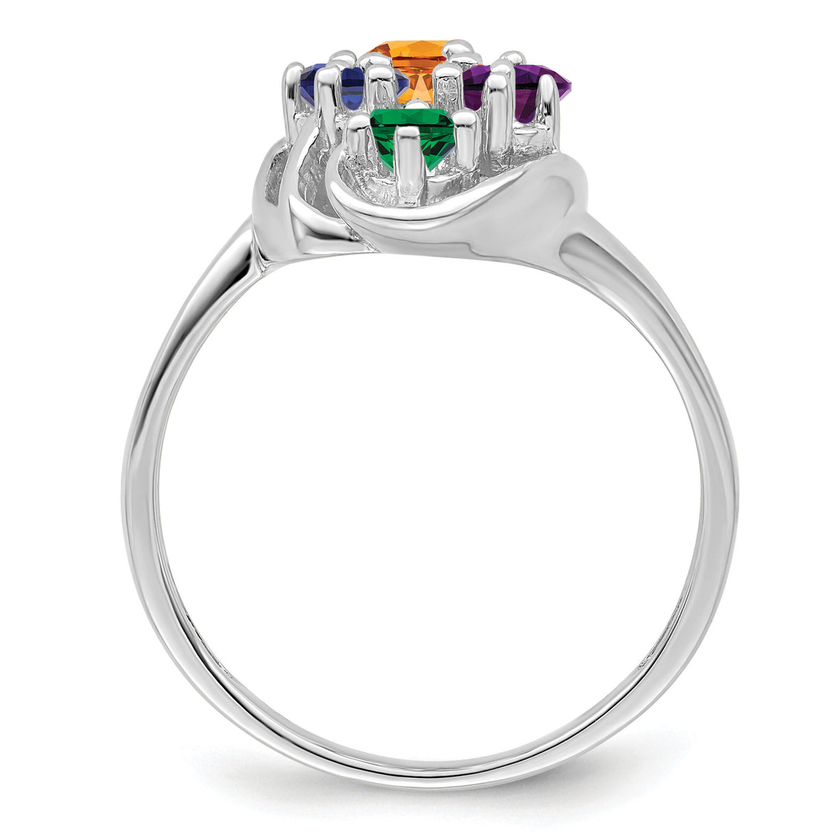 14k White Gold Polished 6-Stone Mothers Ring Mounting-XMR3/6W