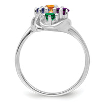 14k White Gold Polished 6-Stone Mothers Ring Mounting-XMR3/6W