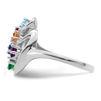 14k White Gold Polished 6-Stone Mothers Ring Mounting-XMR3/6W
