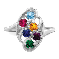 14k White Gold Polished 6-Stone Mothers Ring Mounting-XMR3/6W