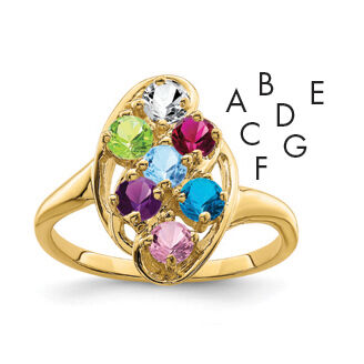 14k Polished 7-Stone Mothers Ring Mounting-XMR3/7