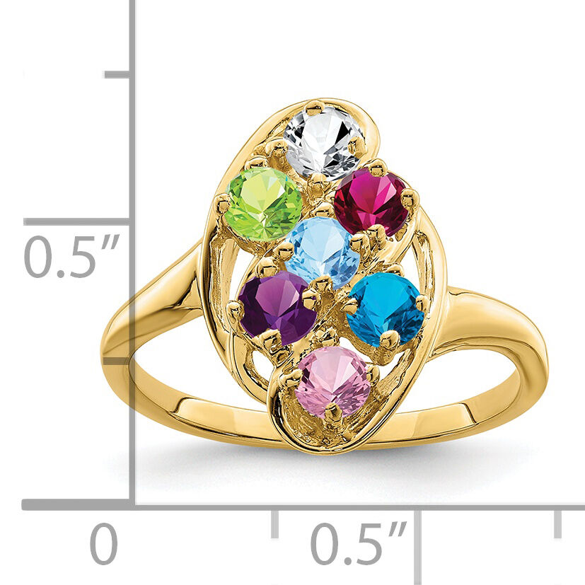 14k Polished 7-Stone Mothers Ring Mounting-XMR3/7