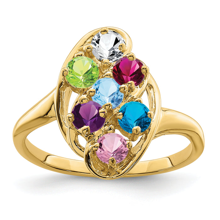 14k Polished 7-Stone Mothers Ring Mounting-XMR3/7-7