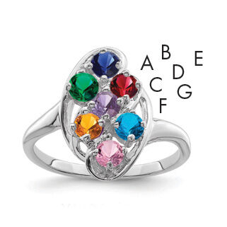 14k White Gold Polished 7-Stone Mothers Ring Mounting-XMR3/7W