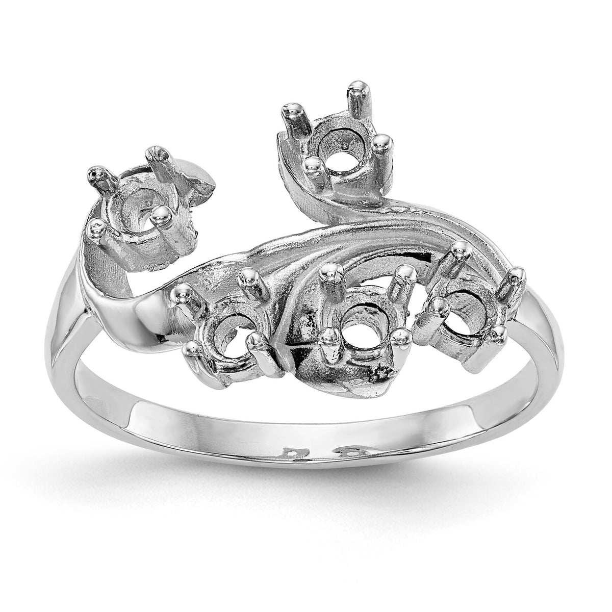 14k White Gold Polished 5-Stone Mothers Ring Mounting-XMR4/5W