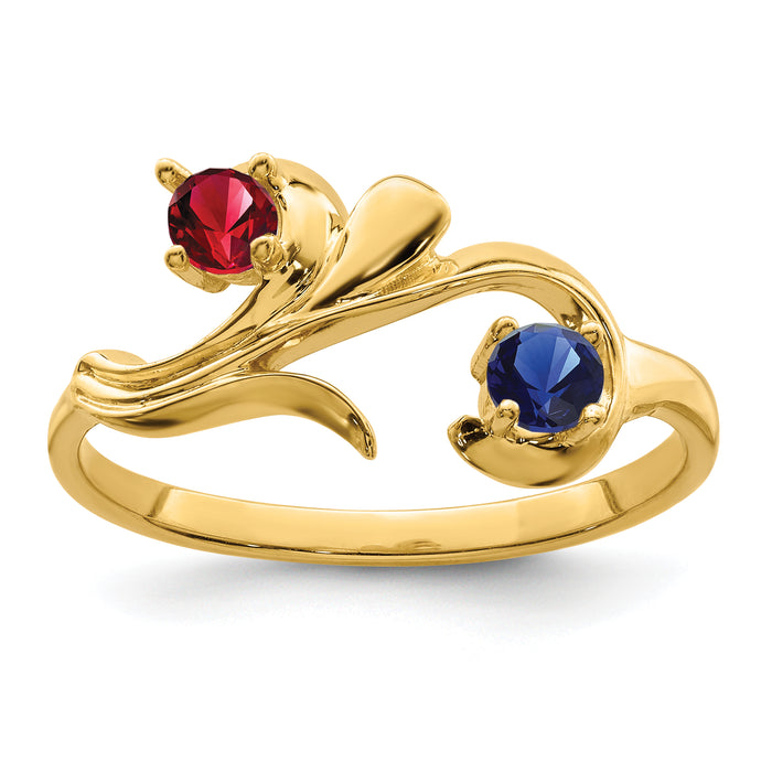 14k Polished 2-Stone Mothers Ring Mounting-XMR4/2-7