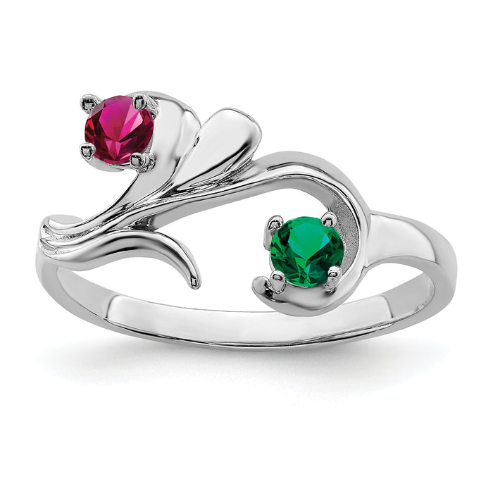 14k White Gold Polished 2-Stone Mothers Ring Mounting-XMR4/2W-7