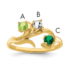 14k Polished 3-Stone Mothers Ring Mounting-XMR4/3