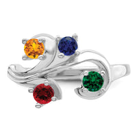 14k White Gold Polished 4-Stone Mothers Ring Mounting-XMR4/4W